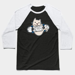 Cat and Skateboard Skateboarding Cat cherry skater Baseball T-Shirt